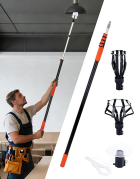 Uojim light bulb changer extended pole enables safe high-ceiling access.