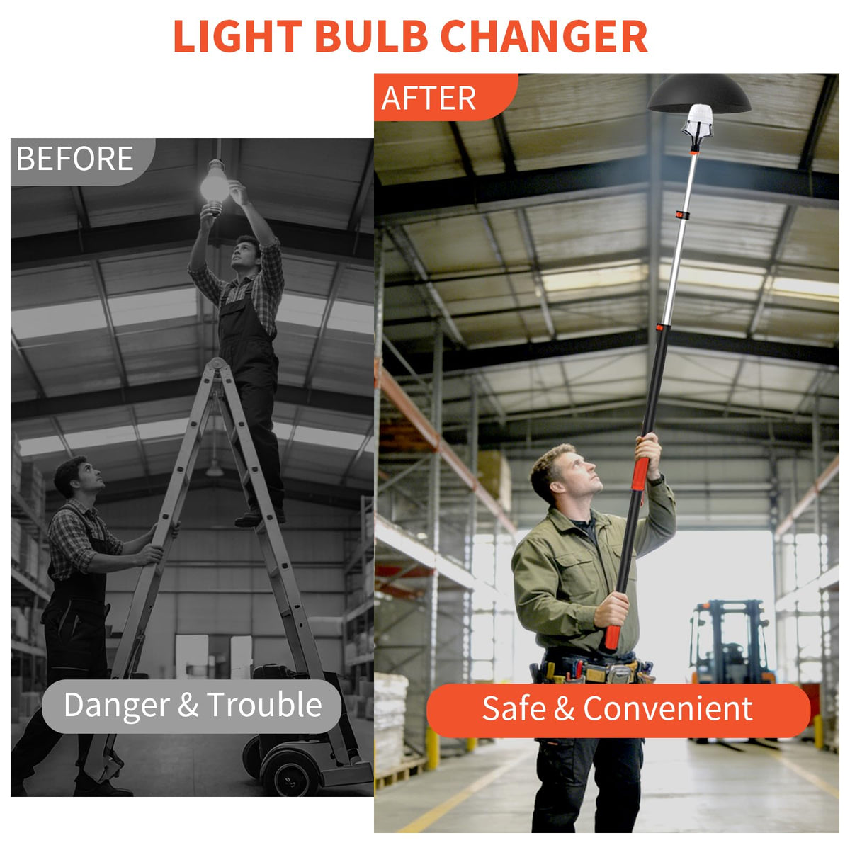 Telescopic segment lock provides stable reach on the Uojim changer.