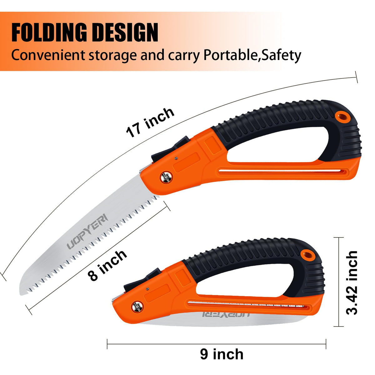 Uopyeri folding saw with triple-cut razor teeth delivers fast, clean cuts.