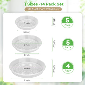 Uordirya 4x10 clear saucers with ultra-thick plastic support heavy pots.