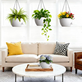 UOUZ hanging planter set view-two highlights drainage holes for healthy root airflow