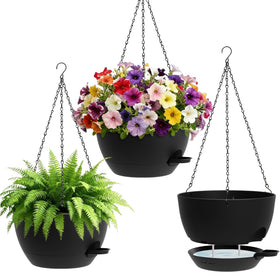 UOUZ 10-inch self-watering hanging planter set ideal for indoor greenery