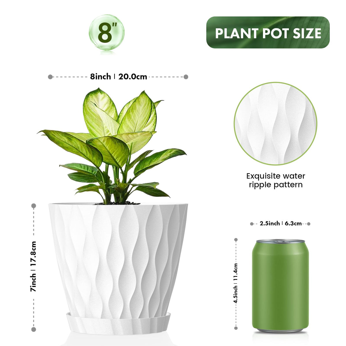 UOUZ 2-pack white plant pots suitable for indoor and outdoor use.