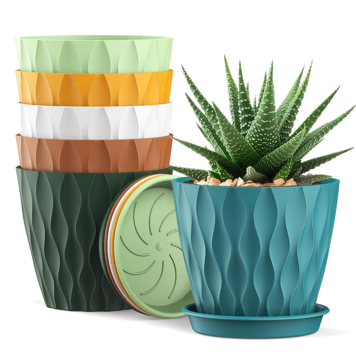 UOUZ 4-Inch waffle-texture pot with drainage holes for healthy root airflow.