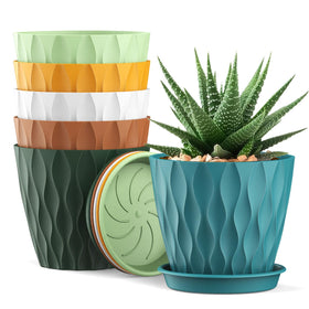 UOUZ 4-Inch waffle-texture pot with drainage holes for healthy root airflow.
