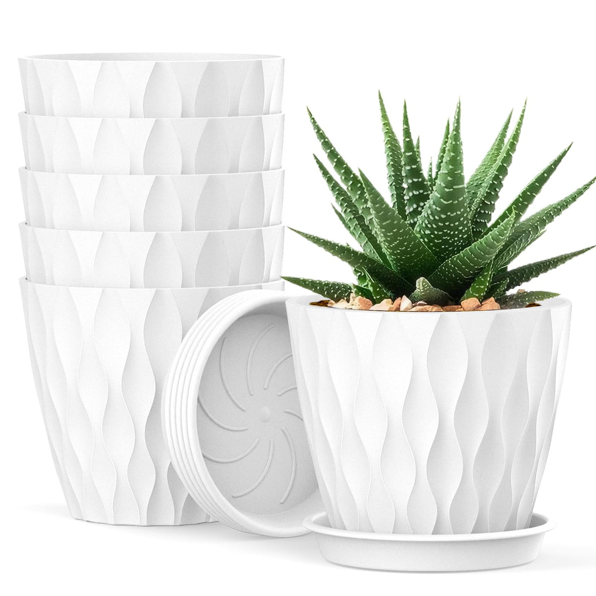 UOUZ 4-inch waffle pot with drainage holes ideal for succulents and herbs.
