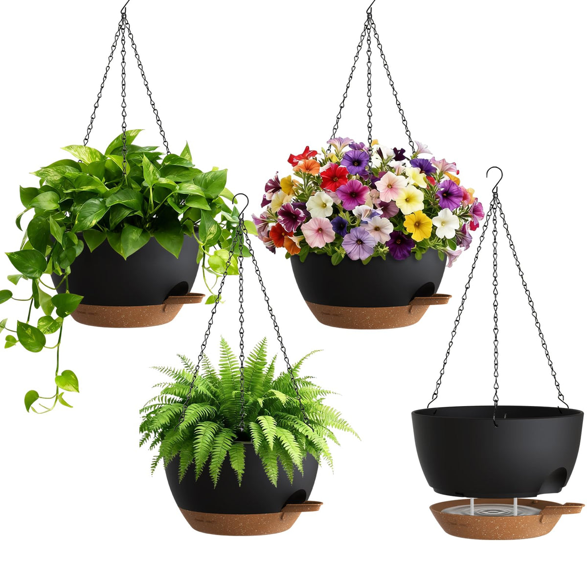 UOUZ 8-inch self-watering hanging planter with drainage for healthy roots.
