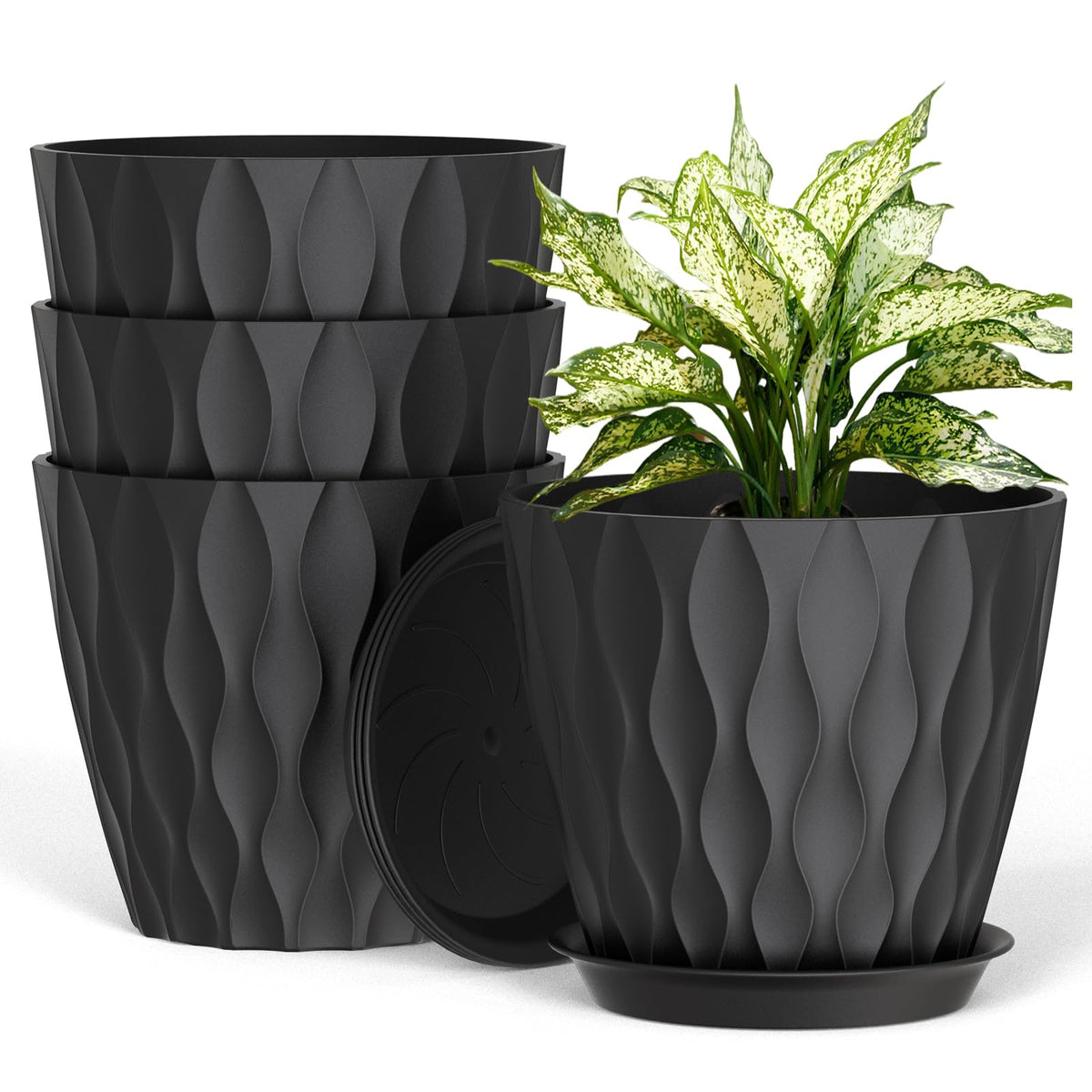 UOUZ 8-inch plant pot with drainage holes for healthy watering and root growth.
