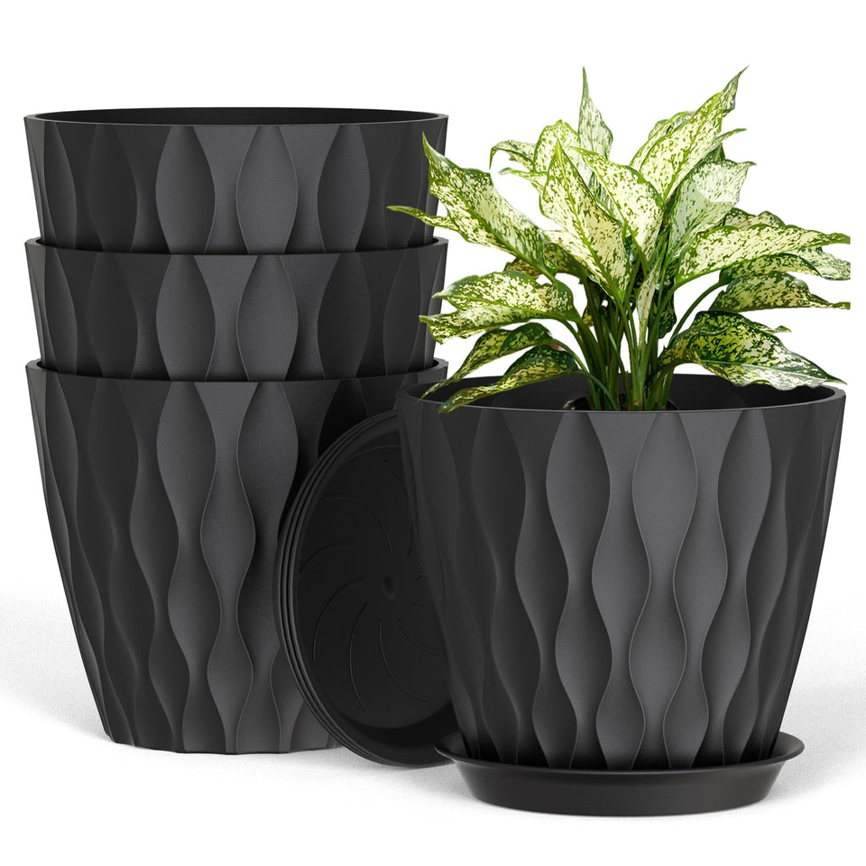 UOUZ 8-inch plant pot with drainage holes for healthy watering and root growth.