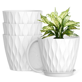 UOUZ 8-inch plant pot with drainage holes and tray for clean watering