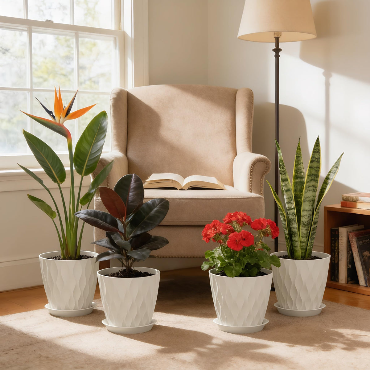 Durable, UV-resistant plastic planter for year-round use