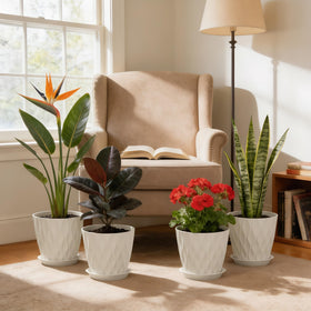 Durable, UV-resistant plastic planter for year-round use