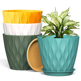 UOUZ 8-inch plant pot with waffle texture, durable and stylish for indoor gardens.