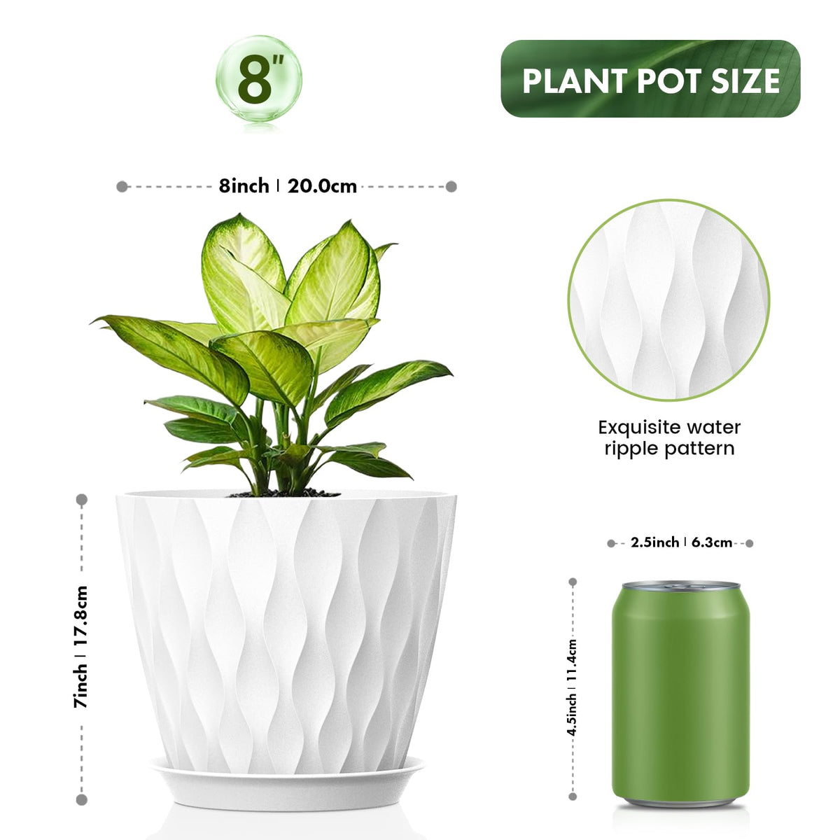 UOUZ 8-inch plant pot with waffle texture adds modern style
