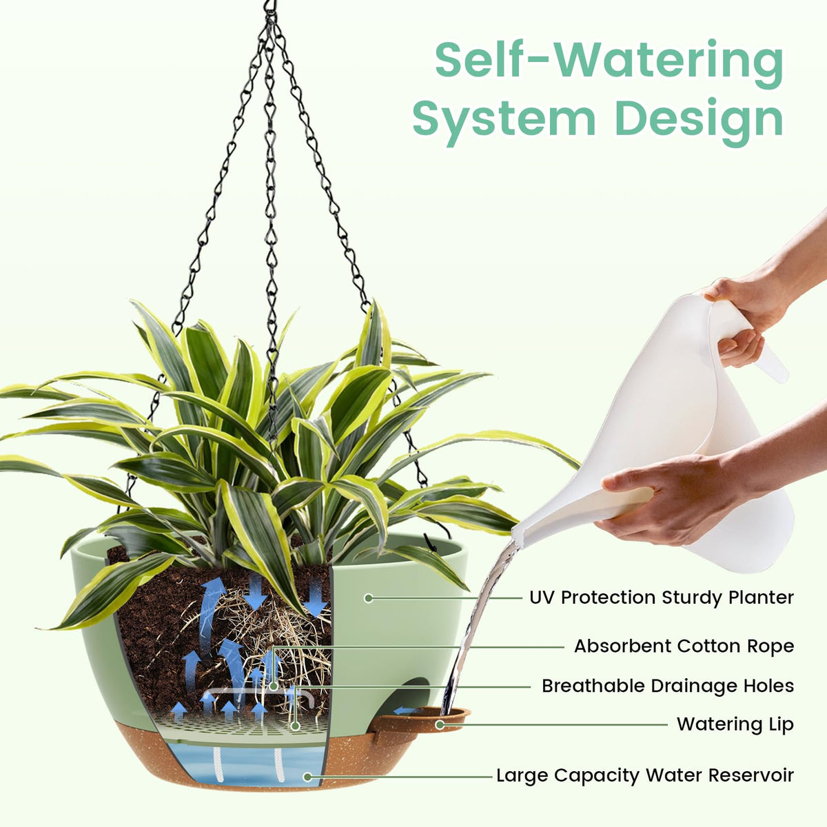 UOUZ eco-friendly plastic material planters are lightweight and durable.