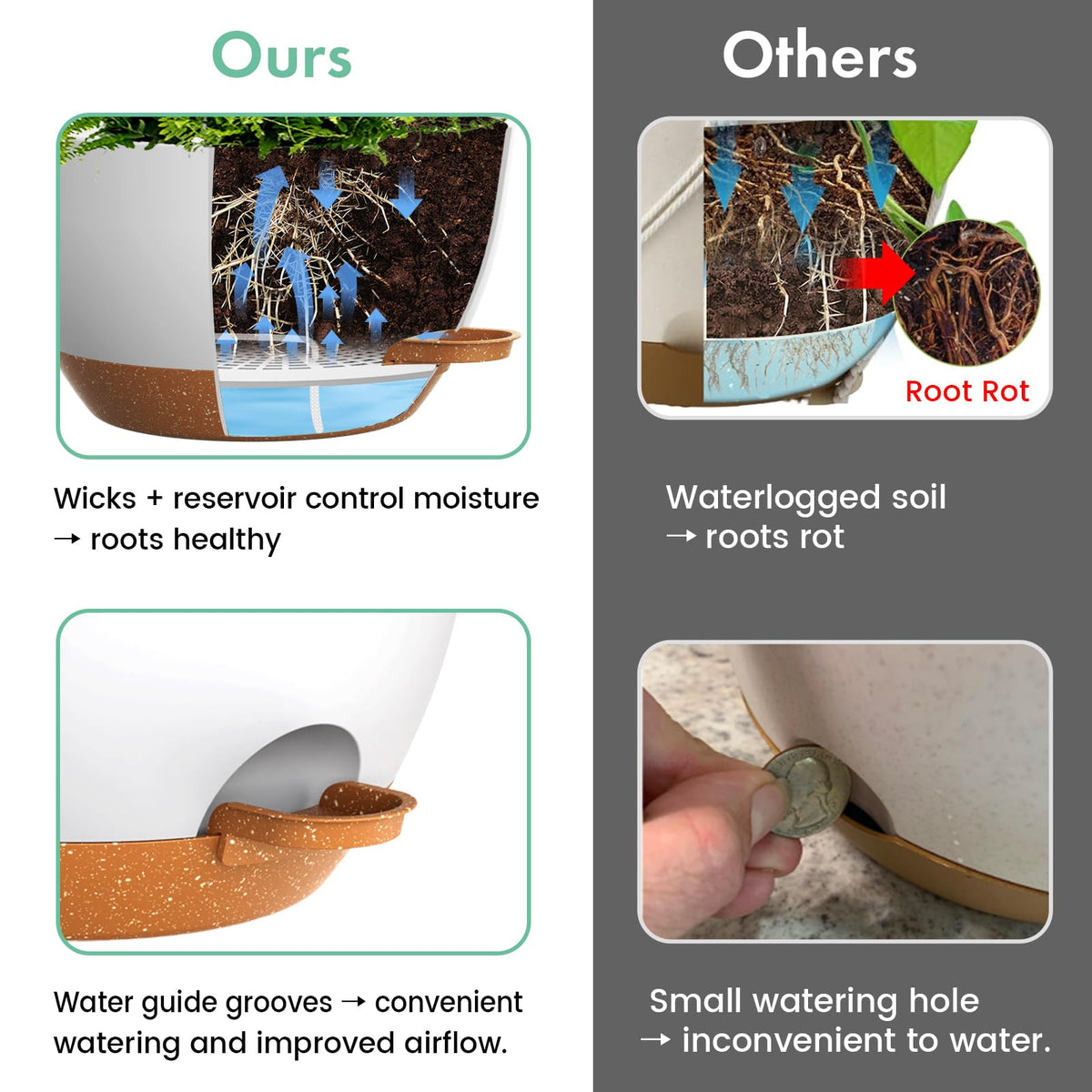 UOUZ 2-pack hanging planters support flexible indoor/outdoor layouts.