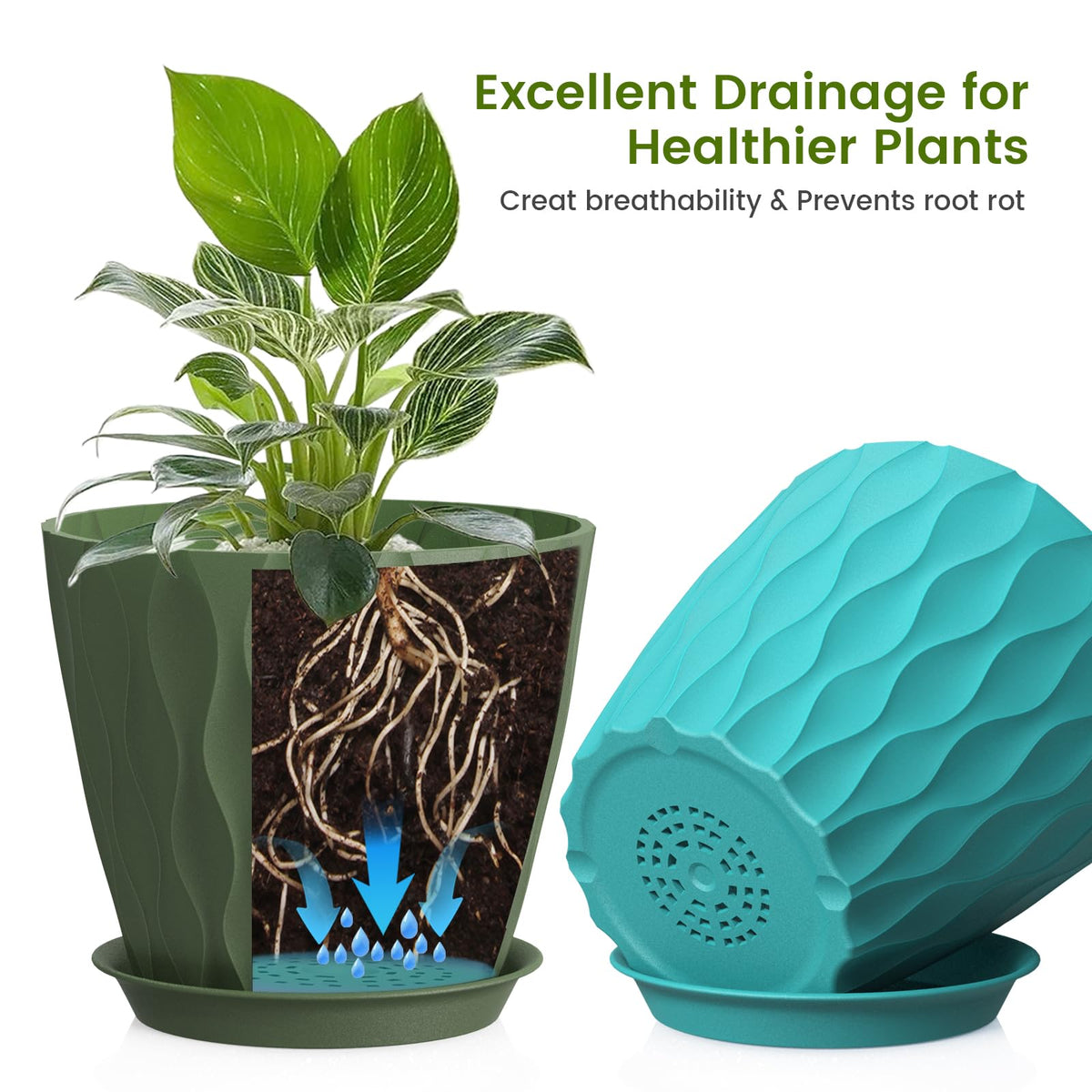 UOUZ indoor/outdoor plant pot set, easy to rotate and brighten rooms.