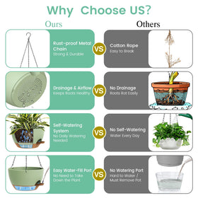 UOUZ hanging pot compatible with ivy and spider plants for versatile arrangements.