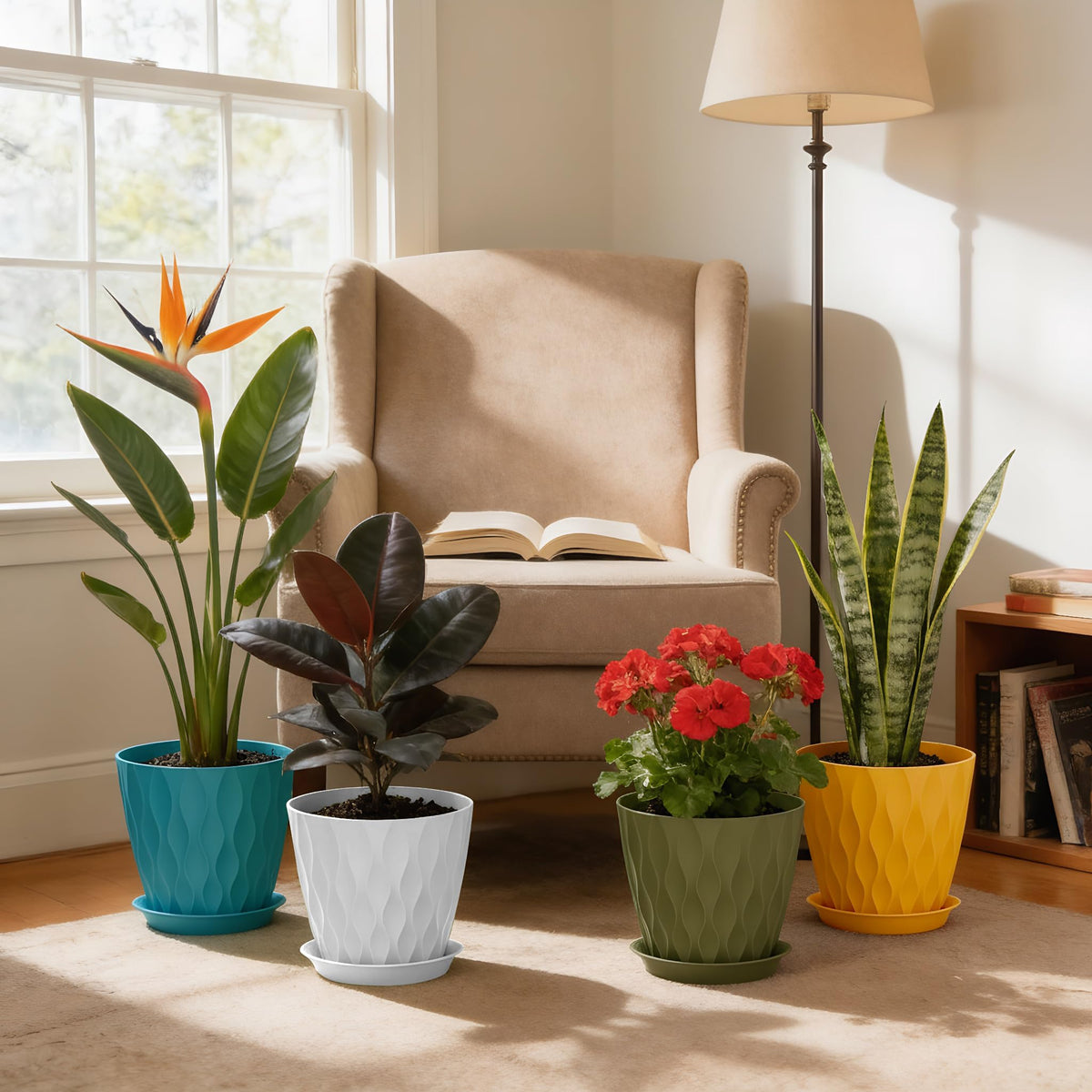 UOUZ minimalist 8-inch plant pot, blends with modern decor.