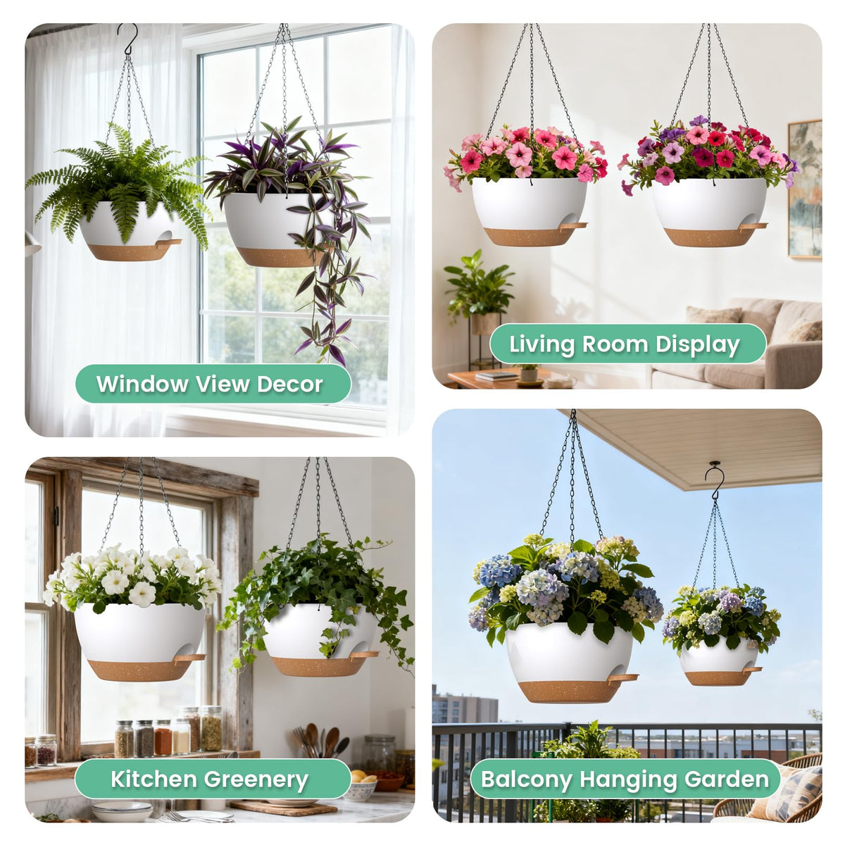 UOUZ minimalist modern-design hanging planter suits windows, porches, balconies.