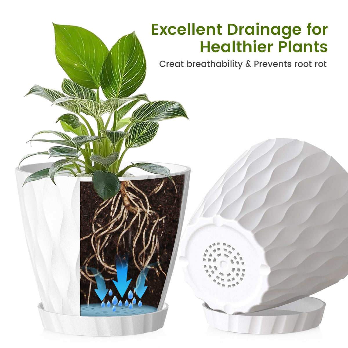 UOUZ plant pot anti-slip tray keeps surfaces dry.