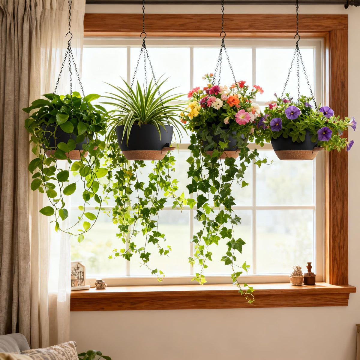 UOUZ sleek modern hanging planter design for indoor or outdoor use.