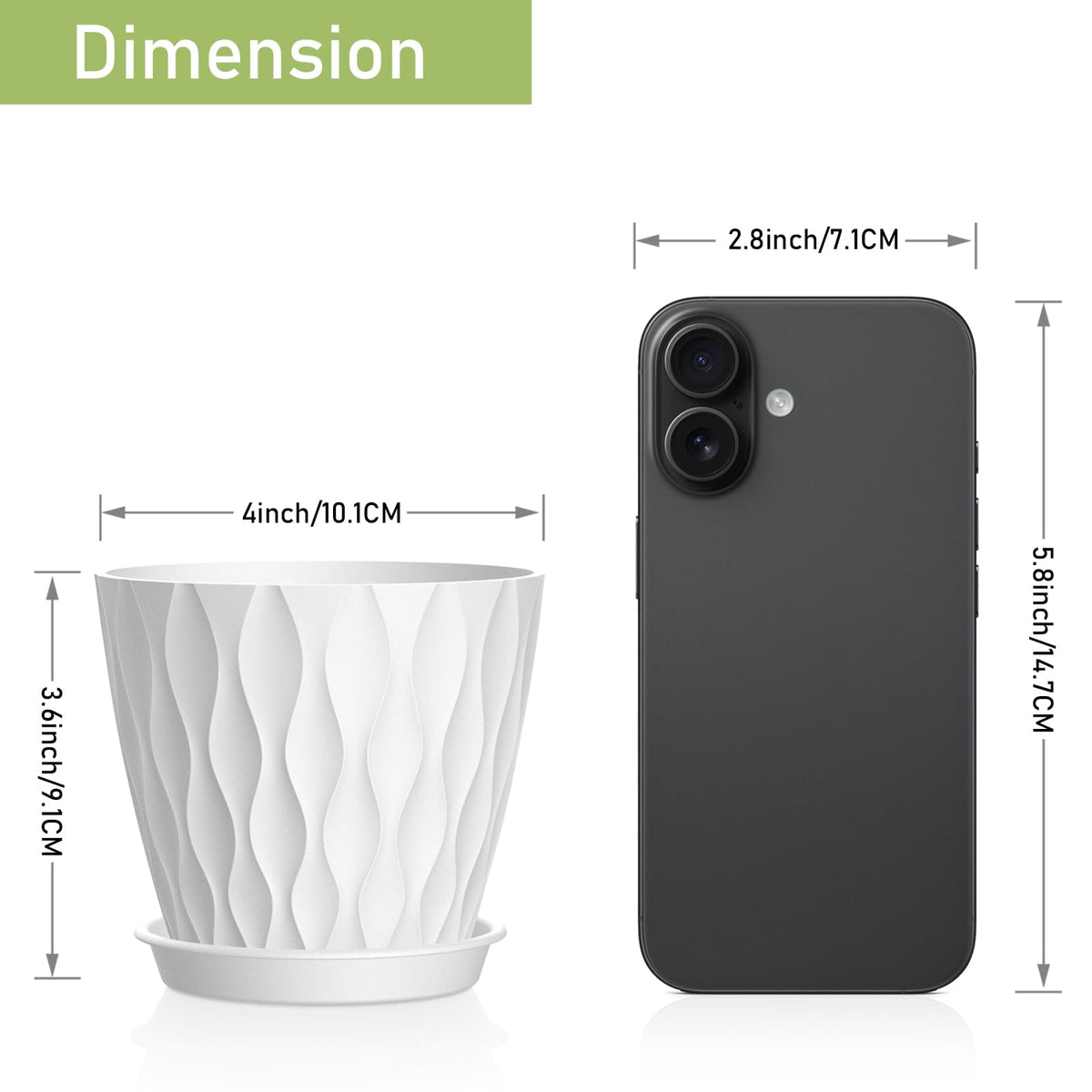 UOUZ 4-inch pot close-up highlights durable plastic for indoor use.