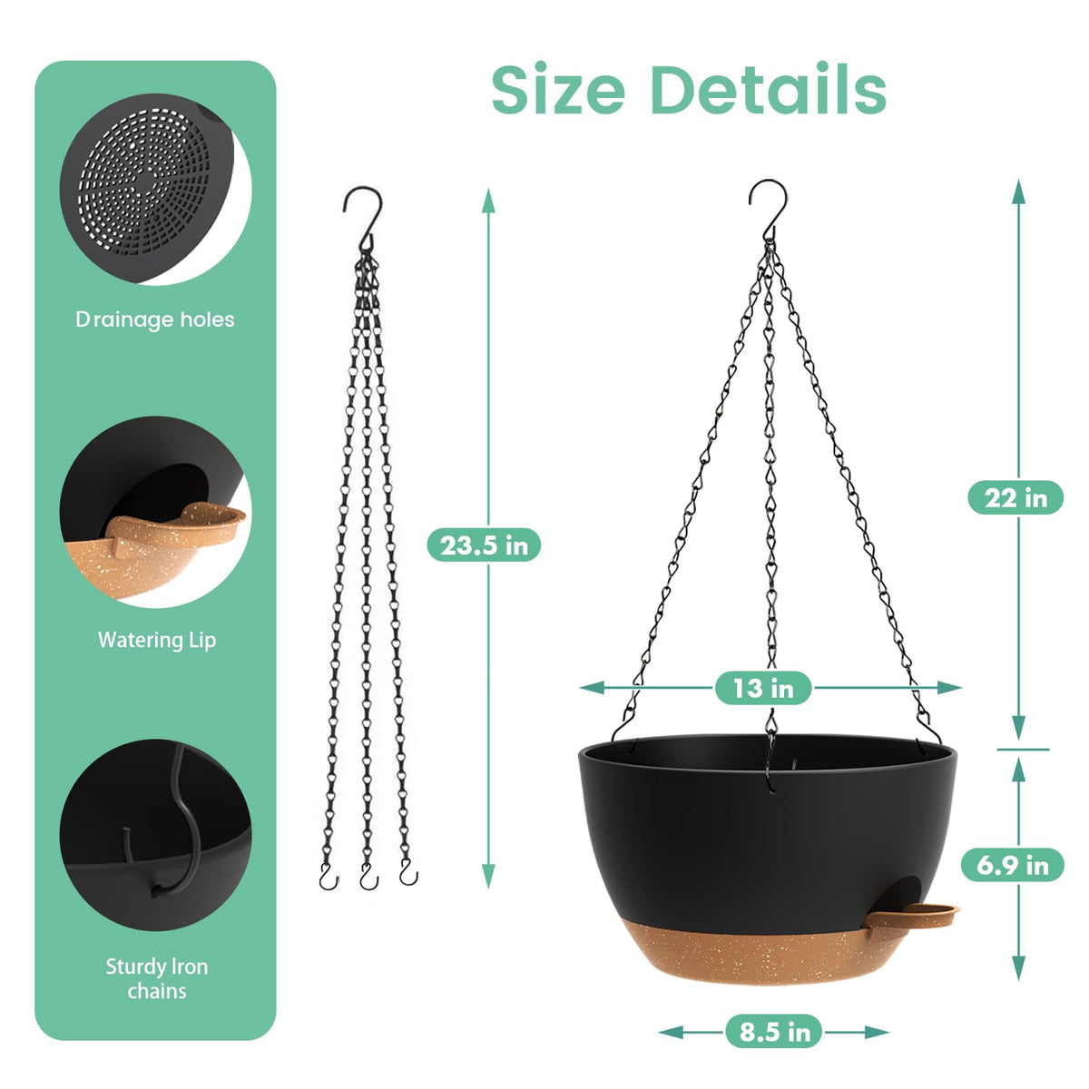 UOUZ sturdy rust-resistant chains and S-hooks secure hanging planters