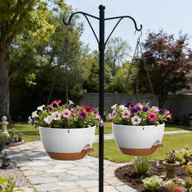 UOUZ UV-resistant plastic hanging planter withstands sun and weather.