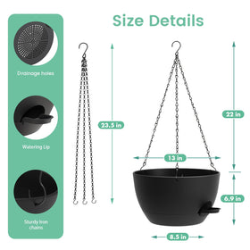 UOUZ UV-resistant plastic hanging planter suited for outdoor use.