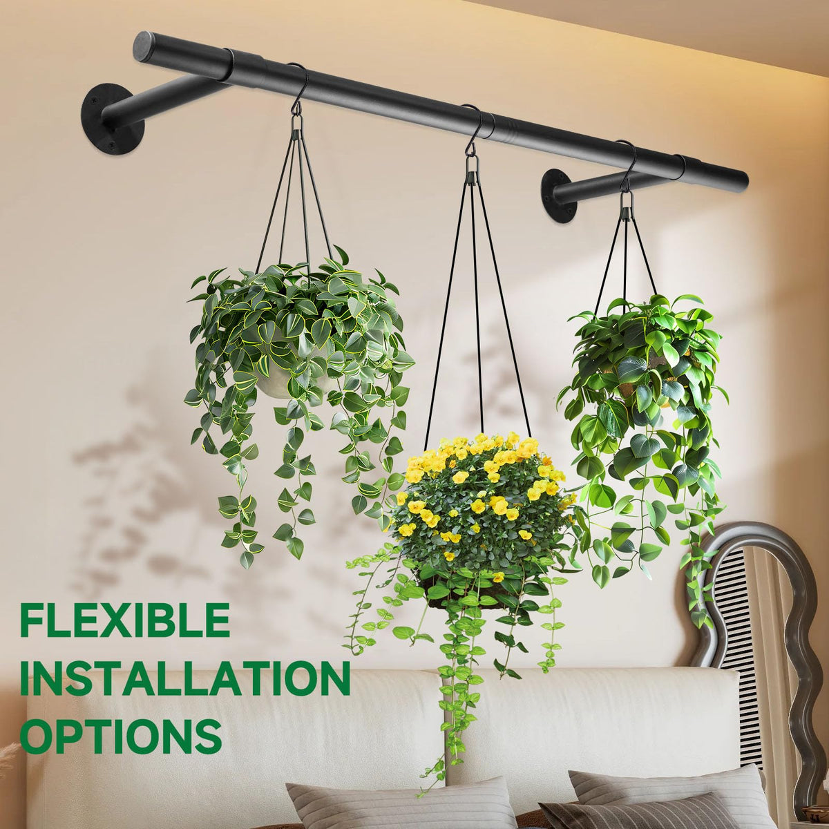 Uoveya bedroom plant rod providing convenient indoor greenery