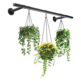 Uoveya Hanging Planters Rod mounted on a window showing sturdy plant support