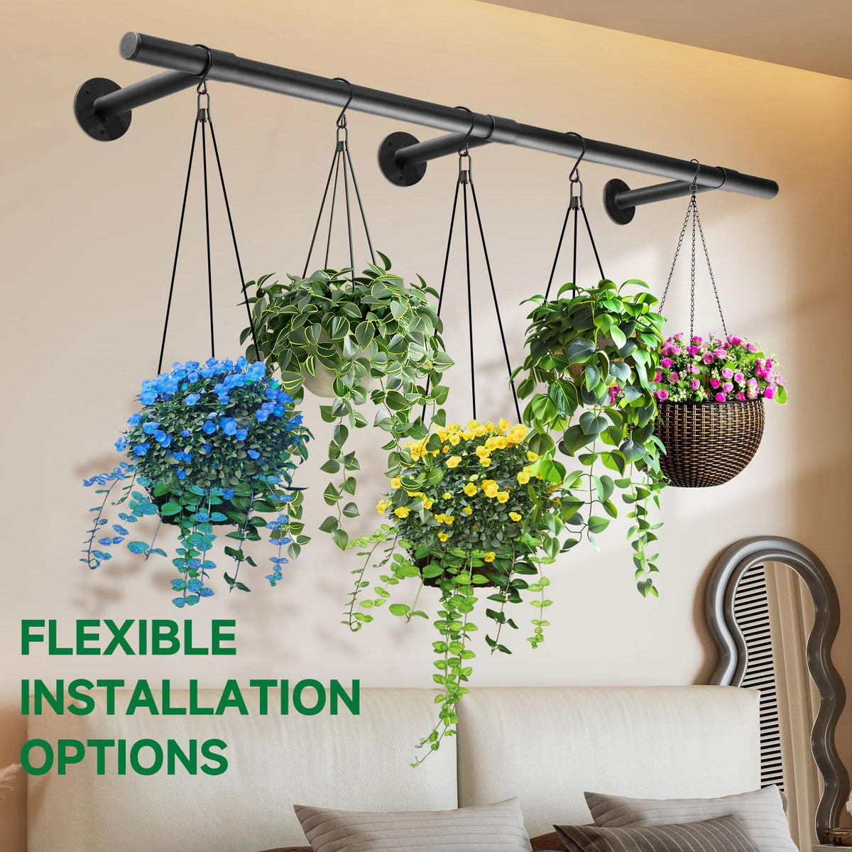 Uoveya Hanging Planters Rod includes screws for secure installation.