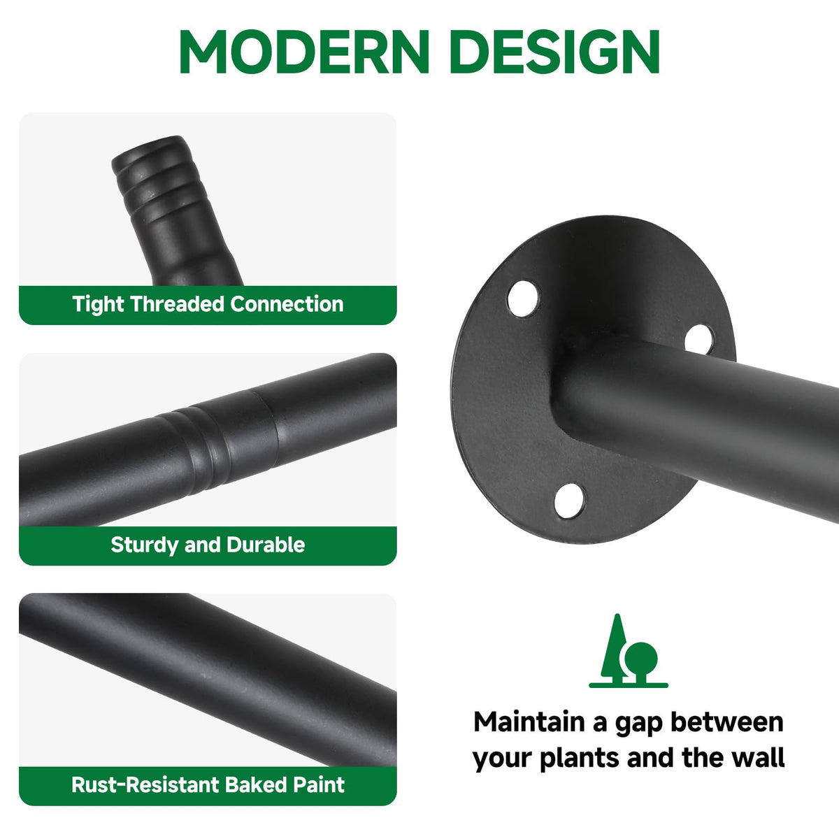 Uoveya wall-mounted plant rod displaying space-saving design