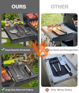Uozuke compact design with hook storage keeps countertops tidy.