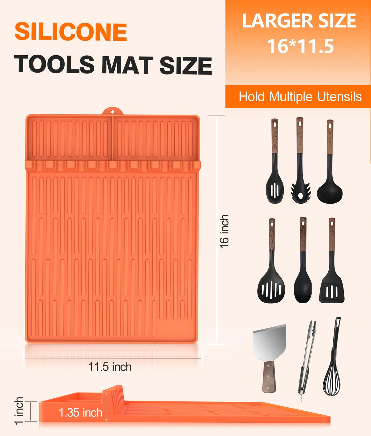 Uozuke side shelf mat orange prevents clutter on busy grills