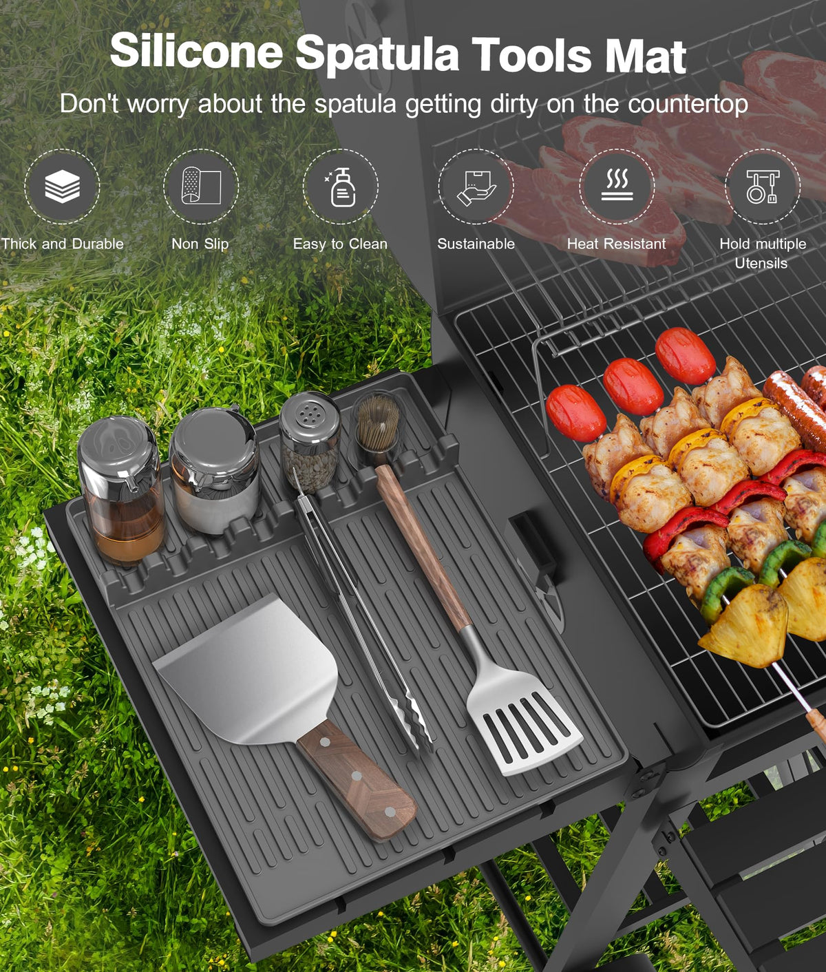 Uozuke gray drip pad prevents spills while cooking on Blackstone griddles.