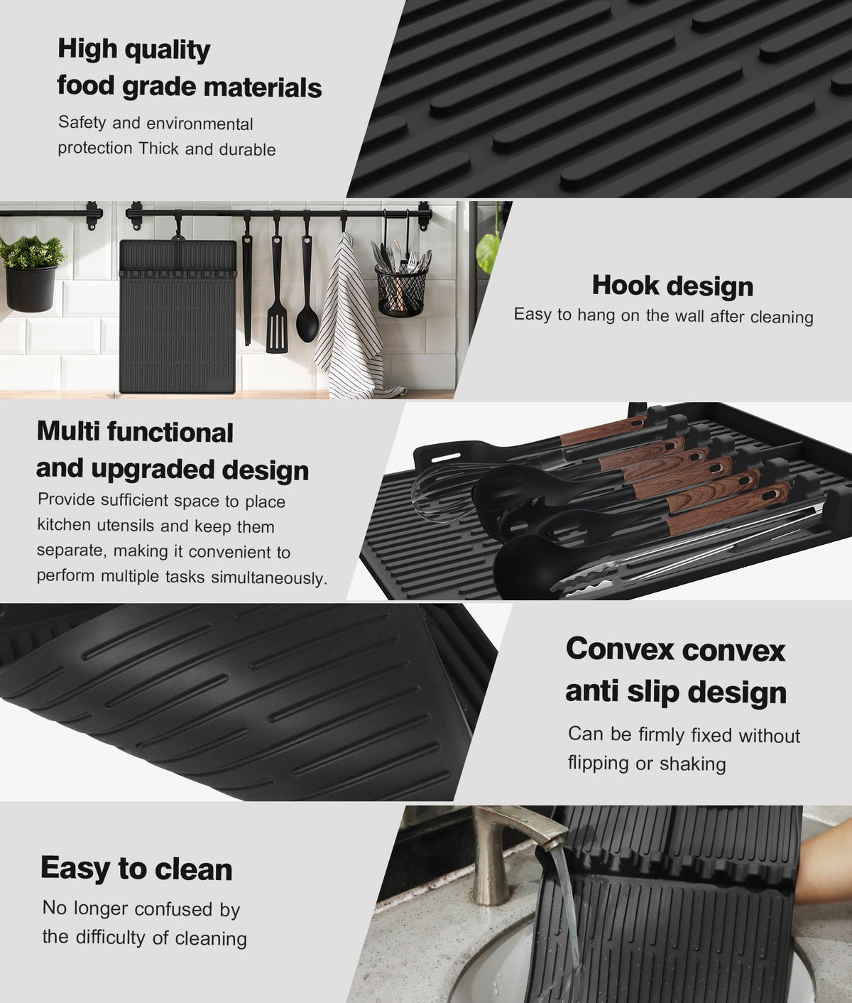 Dishwasher-safe silicone mat for easy cleaning after grilling.
