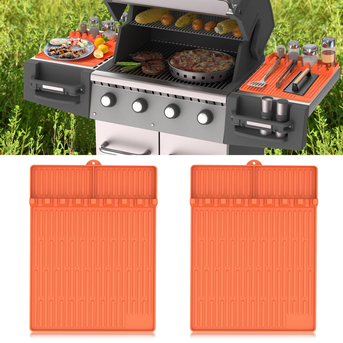 Uozuke silicone griddle tools mat orange keeps utensils organized by the Blackstone