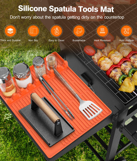 Uozuke mat demonstrates side shelf organization for easy access to utensils.