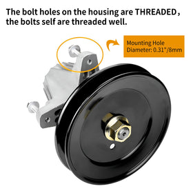 UP2WIN spindle-assembly shows 6-7/8 in height and 6-1/4 in pulley OD.