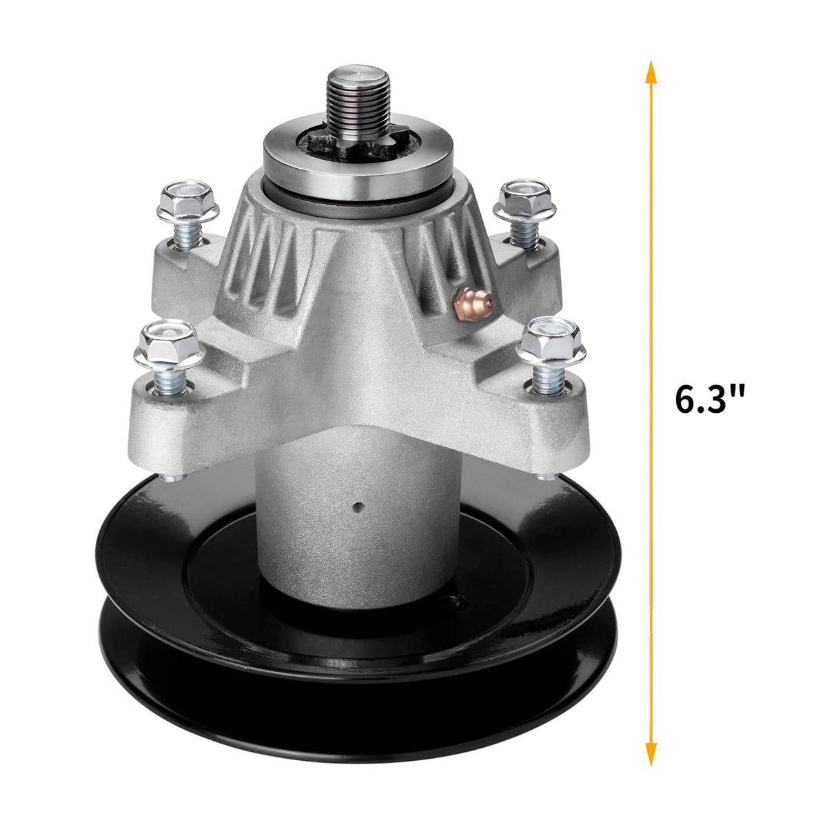 UP2WIN spindle assembly height 6-3 inches illustrating fit within deck space