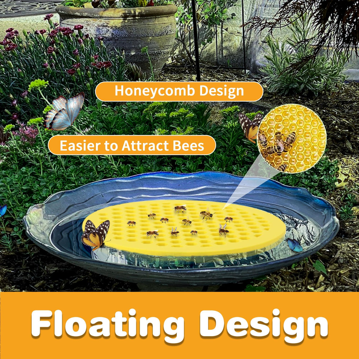 UPATTHUB yellow bee bath plate serving bees and butterflies