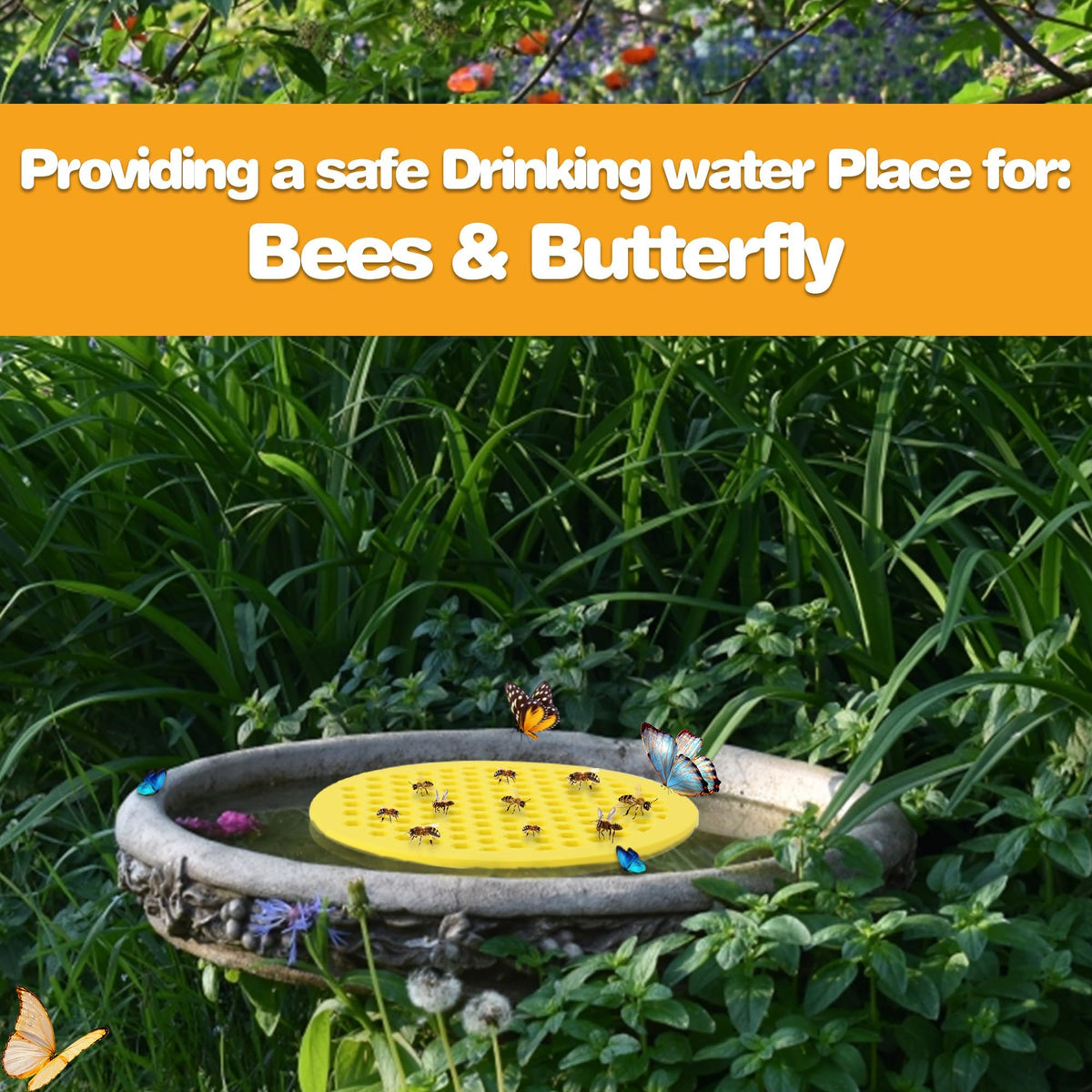 UPATTHUB outdoor garden decor with bee waterer on pond