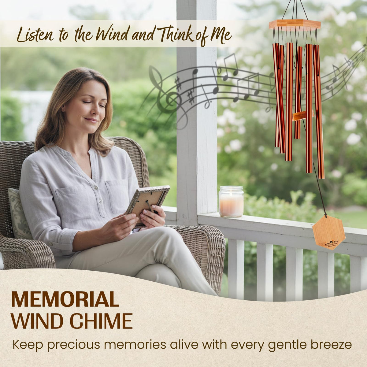 UpBlend Outdoors memorial chime copper tubes, built for weather, long-lasting outdoor display.