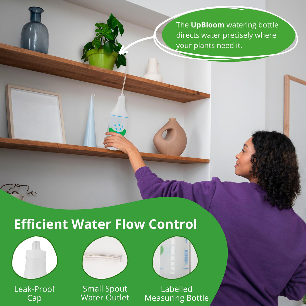 UpBloom precise spout enables controlled hydration in tight spaces