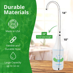 UpBloom spill-free hanging waterer for overhead plant watering