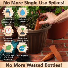 Upforesy terracotta spike with bottle connection enables hands-free watering.