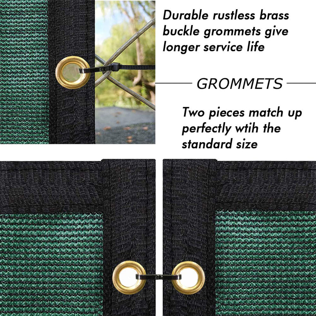 UPGRADE fence privacy screen features anti-rust brass grommets and reinforced edges for longevity.