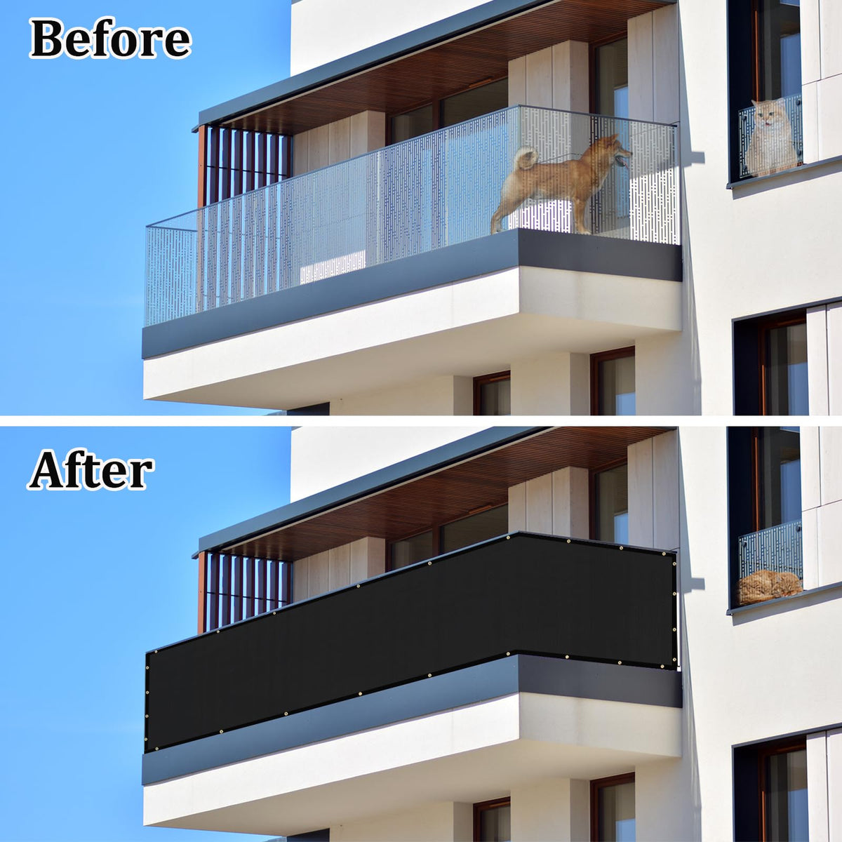 UPGRADE fence privacy screen close-up highlights durable brass grommets for secure hanging.